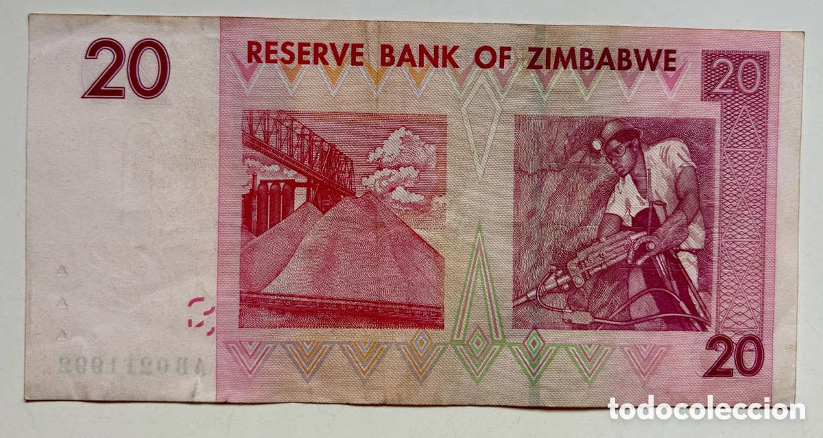 Billetes extranjeros: Billete ZIMBABWE 20 Dolares 2007 - Foto 2