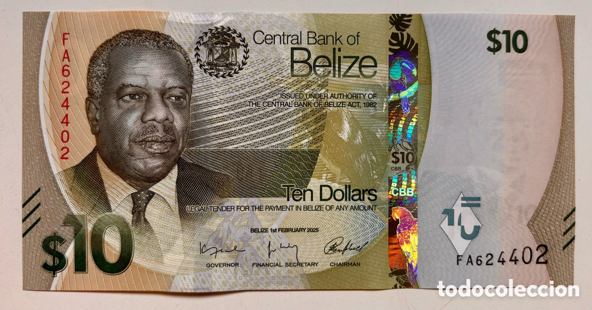 Billetes extranjeros: Billete BELIZE 10 Dolares 2025 SC. Dollars Belice - Foto 1