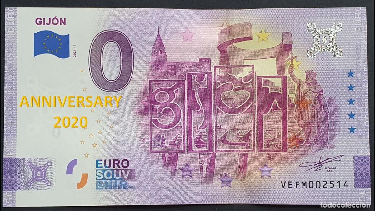 International Banknotes: BILLETE 0 Euro Souvenir ANNIVERSARY Espa&ntilde;a: VEFM 2021-1 GIJON