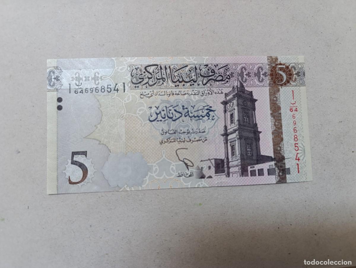 Billetes extranjeros: Billete Libia, 5 dinares, a&ntilde;o 2015, UNC - Foto 2