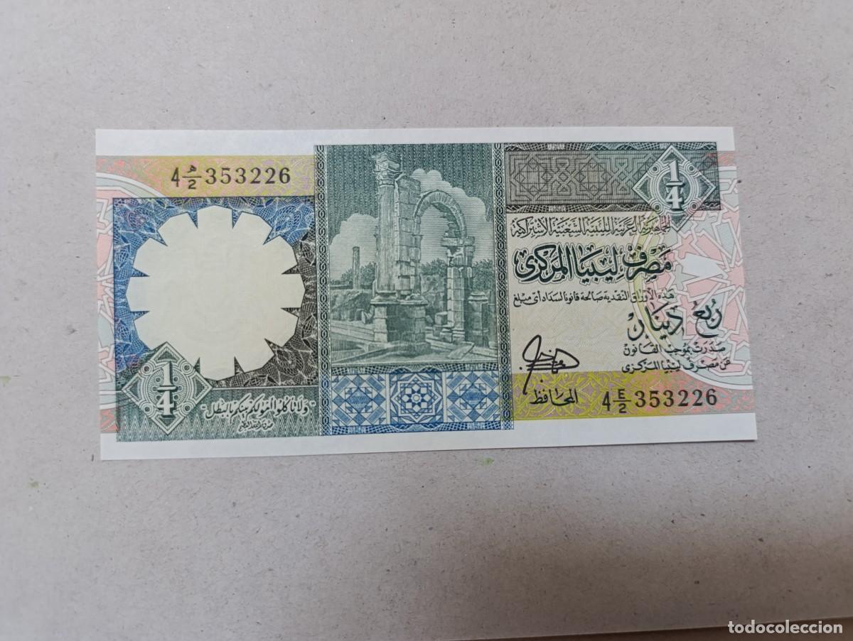 Billetes extranjeros: Billete Libia, 1/4 dinar, a&ntilde;o 1990, UNC - Foto 2
