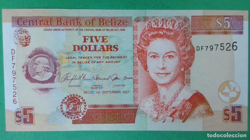 Billetes extranjeros: Belice, 5 Dollars 2003-2020 - 67c - (SC / UNC) [DF797526] - Foto 1