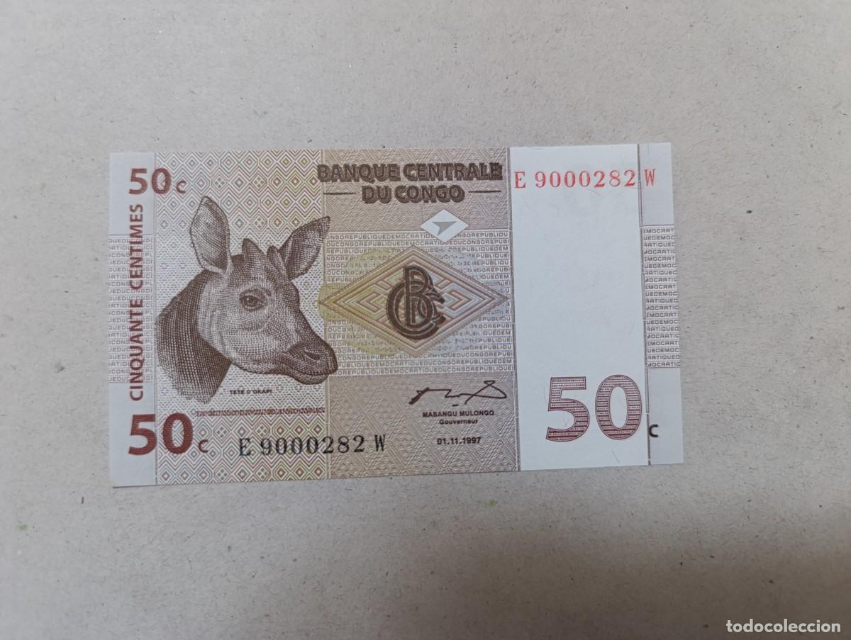Billetes extranjeros: Billete Congo, 50 centimos, a&ntilde;o 1997, UNC - Foto 2