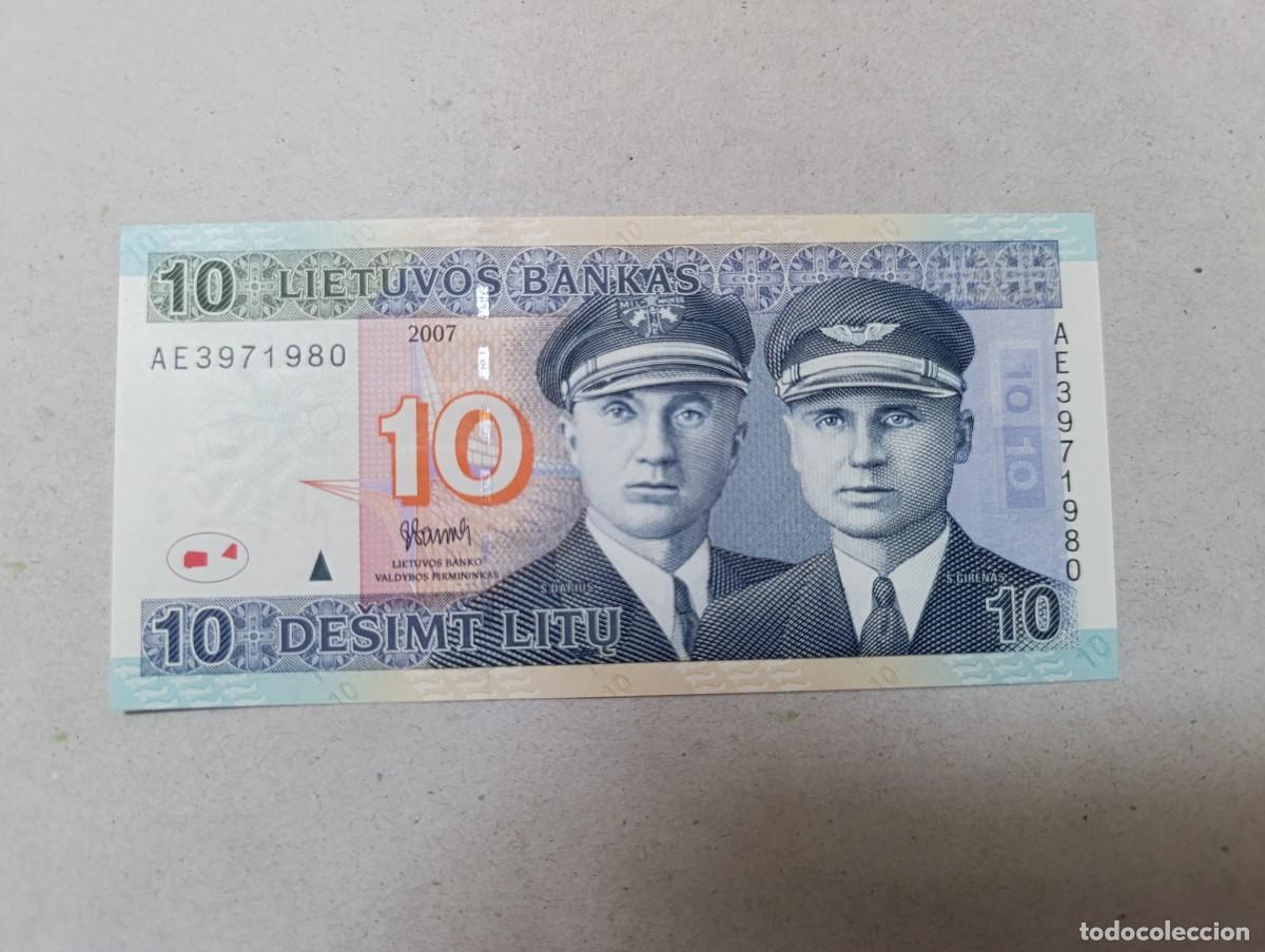 Billetes extranjeros: Billete de Lituania de 10 litu, a&ntilde;o 2007, UNC - Foto 2