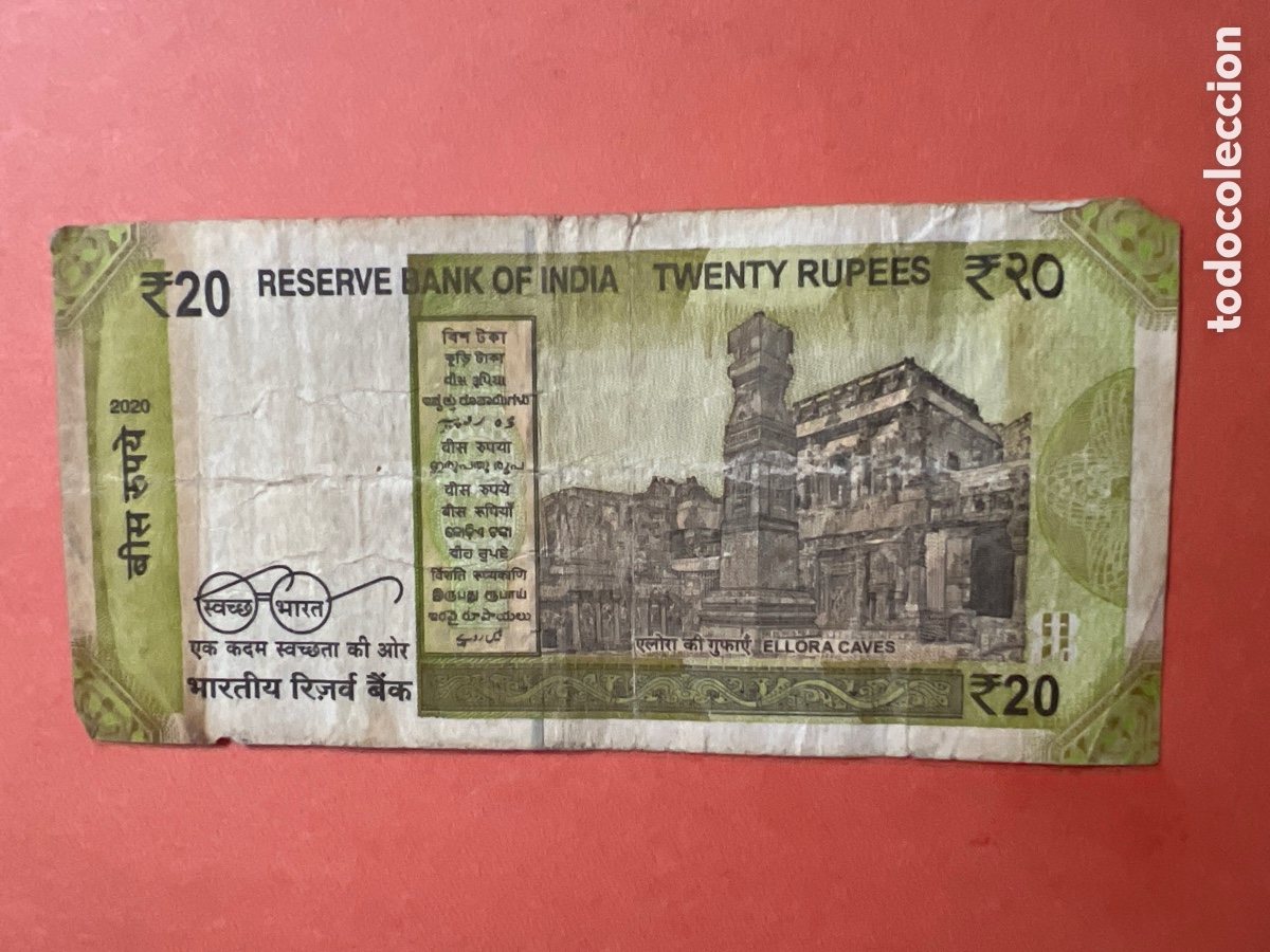 Billetes extranjeros: B249. BILLETE - INDIA - 20 RUPIAS DE 2020 - Foto 2