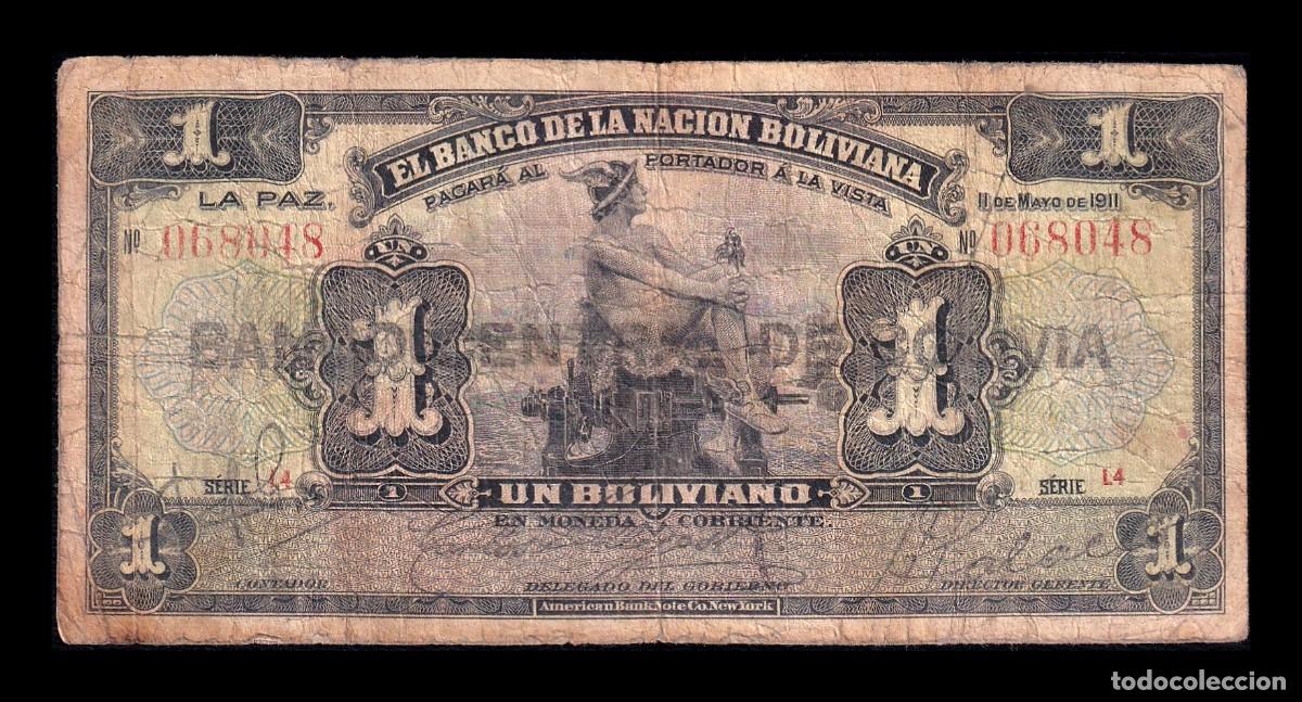 International Banknotes: Bolivia 1 Boliviano 1911 (1929) Pick 112(3) Serie L4 Bc F