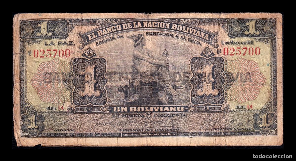 Notas Internacionais: Bolivia 1 Boliviano 1911 (1929) Pick 112(3) Serie L4 Bc F
