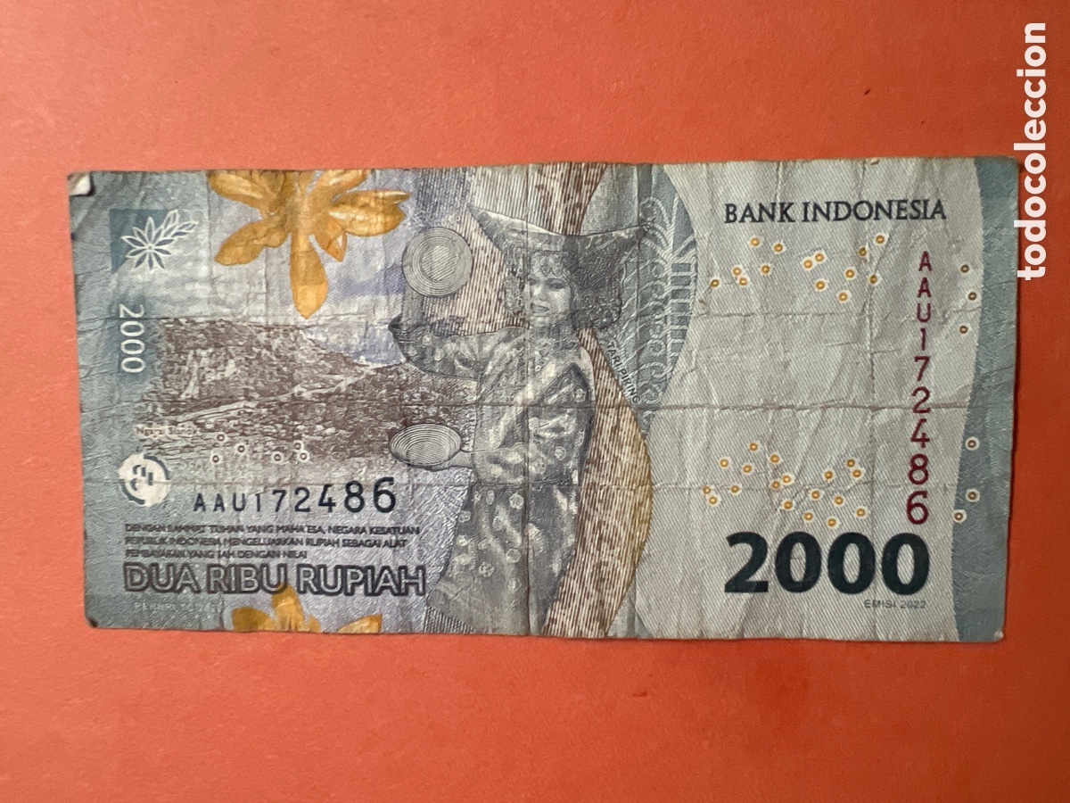 Billetes extranjeros: B233. BILLETE INDONESIA,2000 RUPIAH - Foto 2