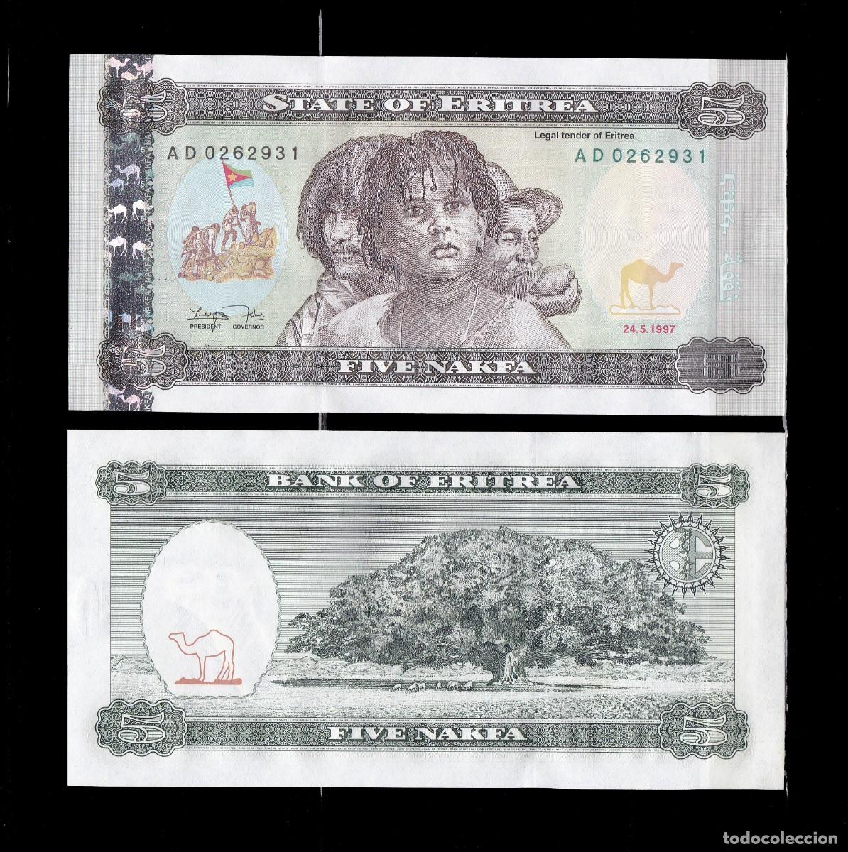 Billetes extranjeros: Eritrea - 5 nakfa de 1997 - sin circular - Foto 1