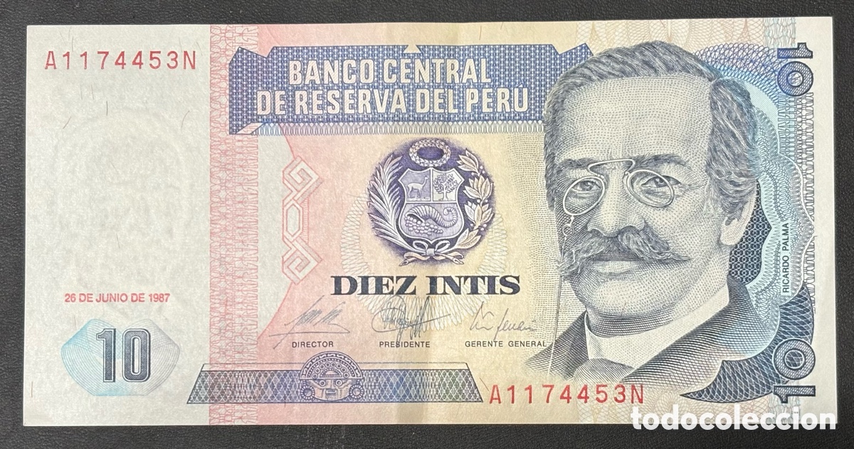 Billetes extranjeros: Peru - 10 intis 1987
