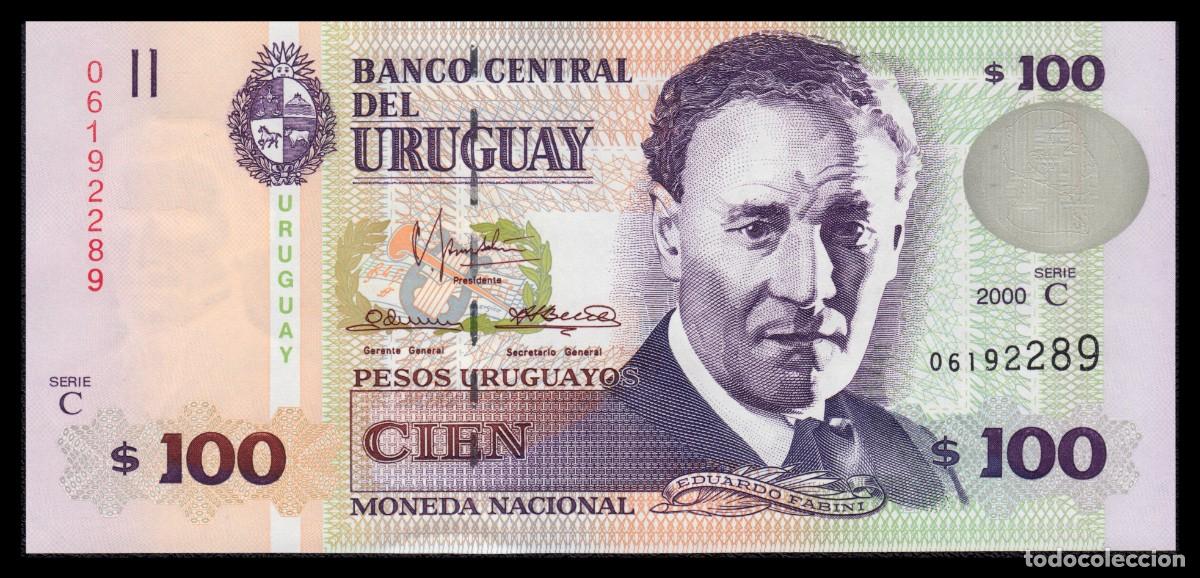 Billetes extranjeros: Uruguay 100 Pesos 2000 Pick 76c SC - Foto 2