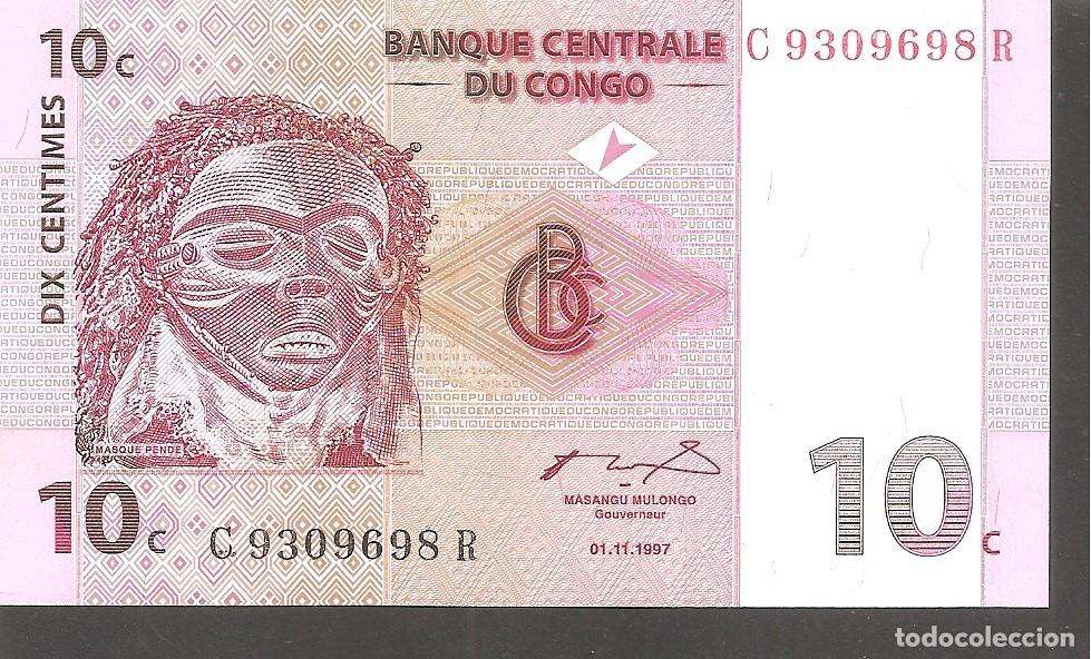 Billetes extranjeros: Billete CONGO 10 Cent 1997 SC - Foto 1