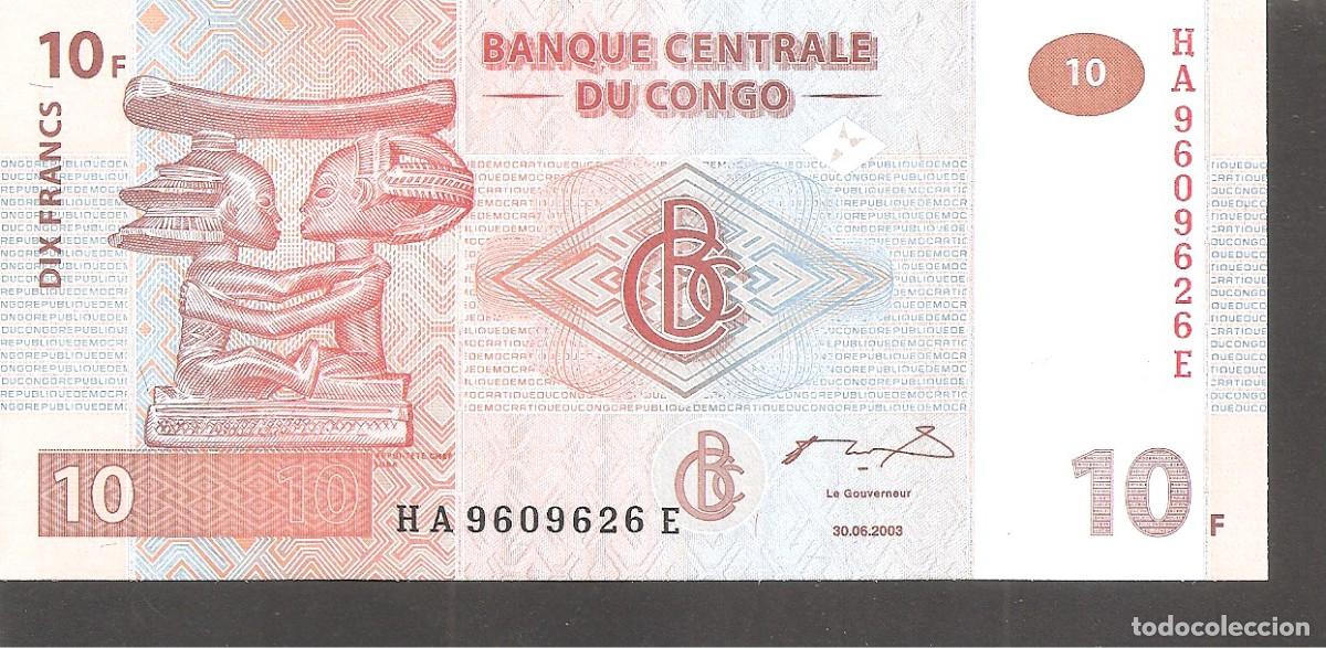 Billetes extranjeros: CONGO 10 FRANCOS 2003 SC/UNC - Foto 1