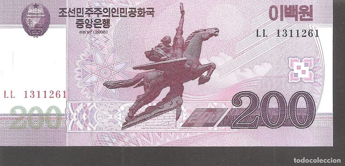 Billetes extranjeros: Billete COREA DEL NORTE 200 Won 2008 SC. Korea - Foto 1