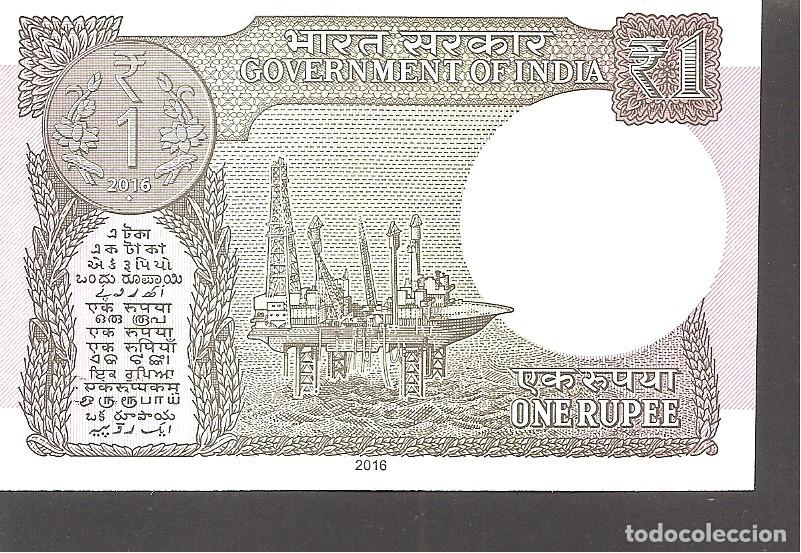 Billetes extranjeros: Billete INDIA 1 RUPIA 2016 SC/UNC - Foto 2