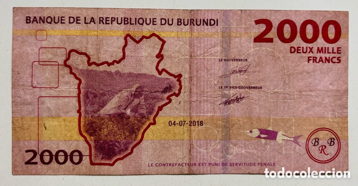 Billetes extranjeros: Billete BURUNDI 2000 Francos 2018 - Foto 1
