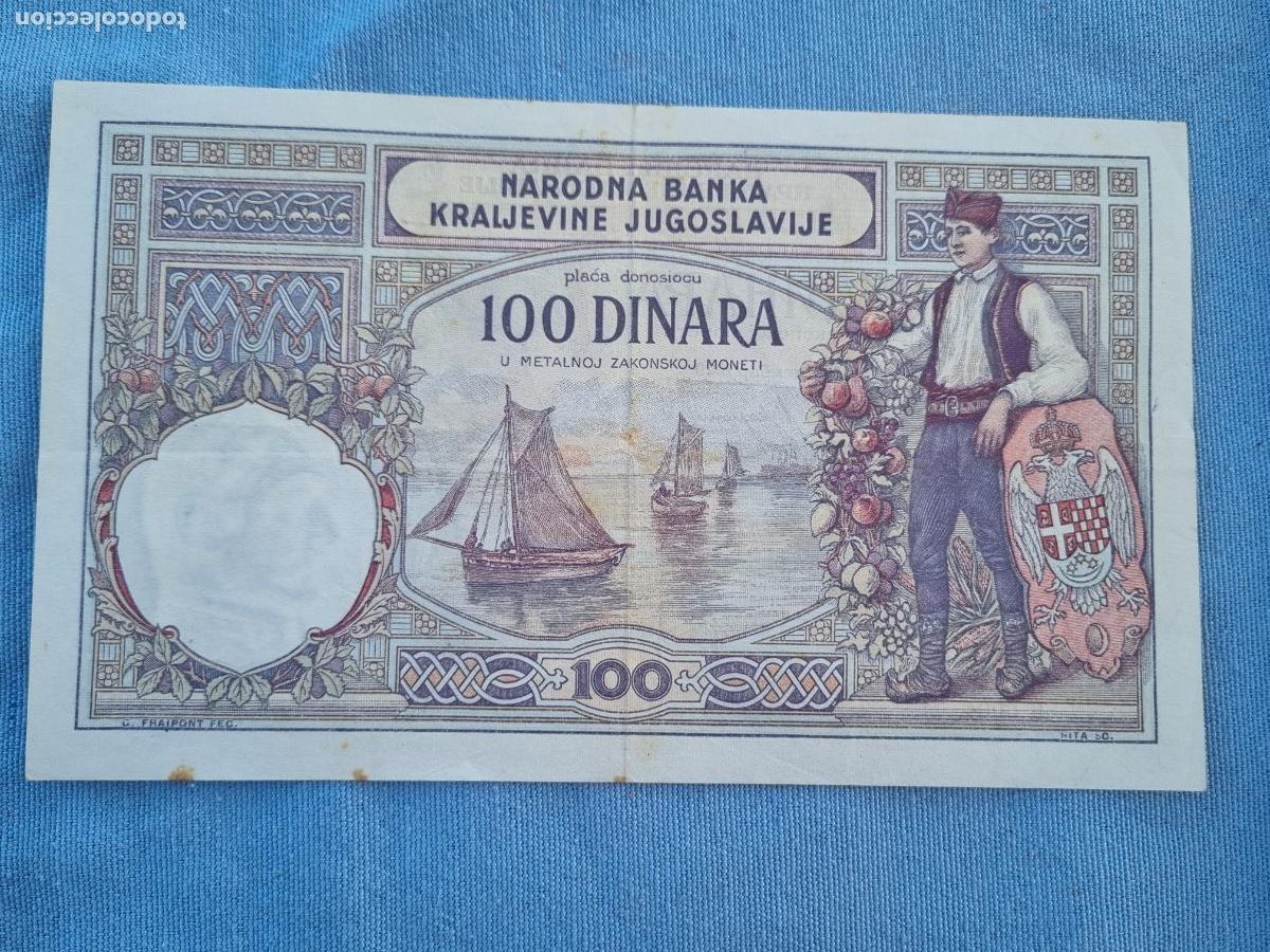 Billetes extranjeros: 100 DINARA YUGOSLAVIA 1929 - Foto 4