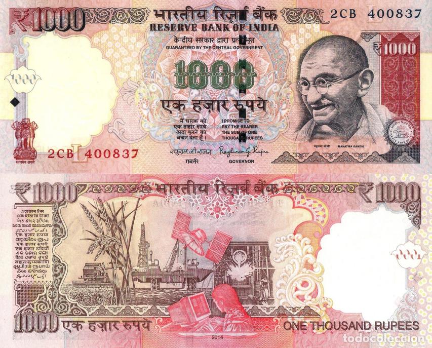 Billetes extranjeros: INDIA, 1000 RUPEES, 2014, P107j, UNC - Foto 1