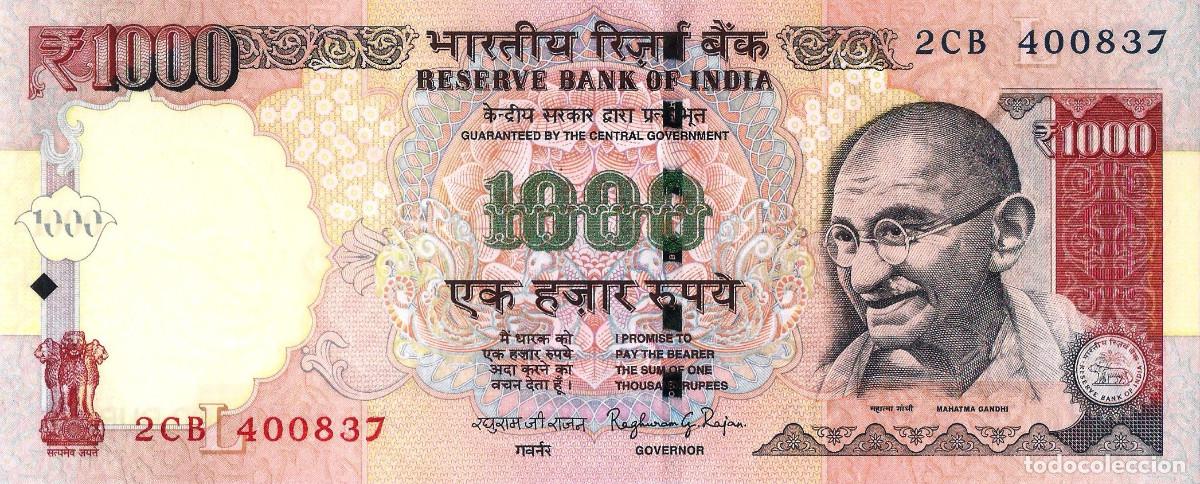 Billetes extranjeros: INDIA, 1000 RUPEES, 2014, P107j, UNC - Foto 2