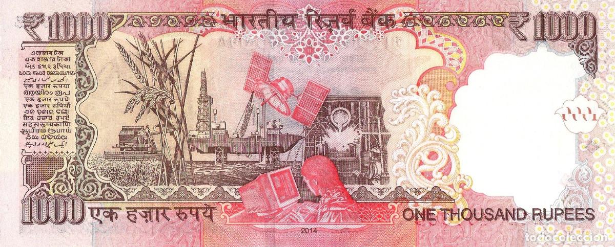 Billetes extranjeros: INDIA, 1000 RUPEES, 2014, P107j, UNC - Foto 3