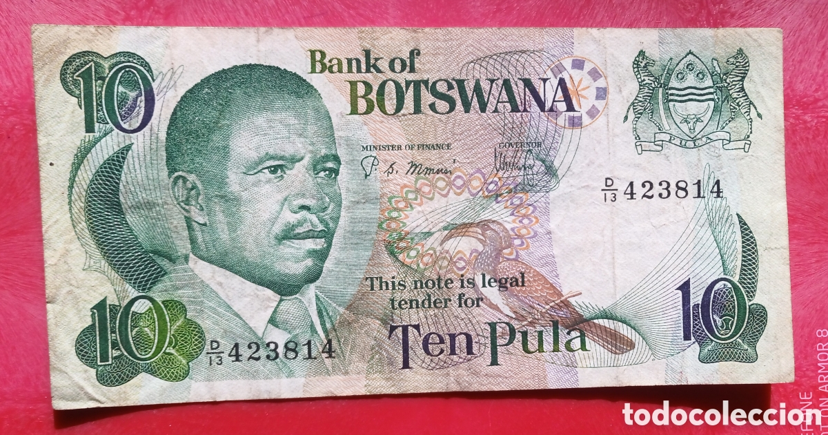 Billetes extranjeros: Bostwana - 10 Pula ( 1982 ) D/13 423814 - Bc - Foto 1