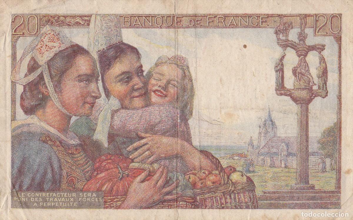 Billetes extranjeros: FRANCIA 20 FRANCOS 1942 - Foto 2