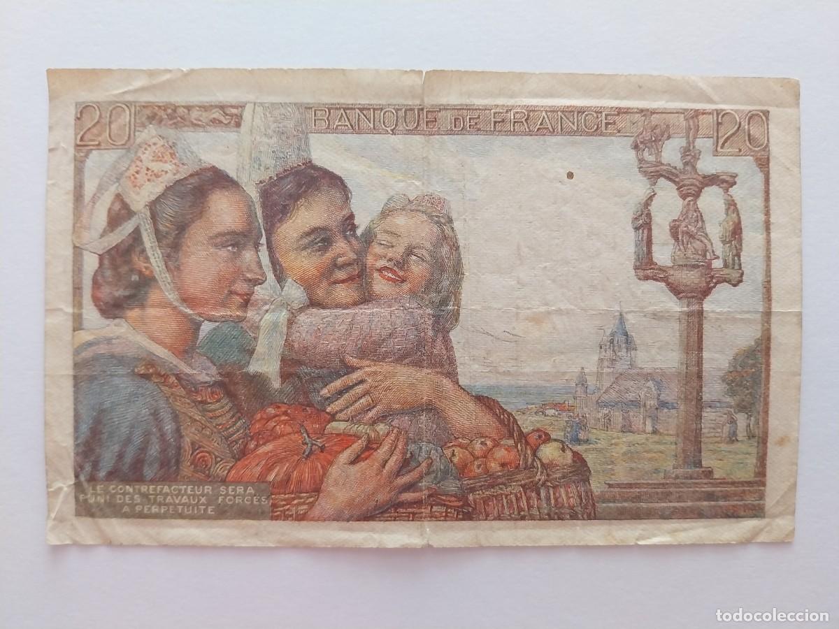 Billetes extranjeros: FRANCIA 20 FRANCOS 1942 - Foto 4