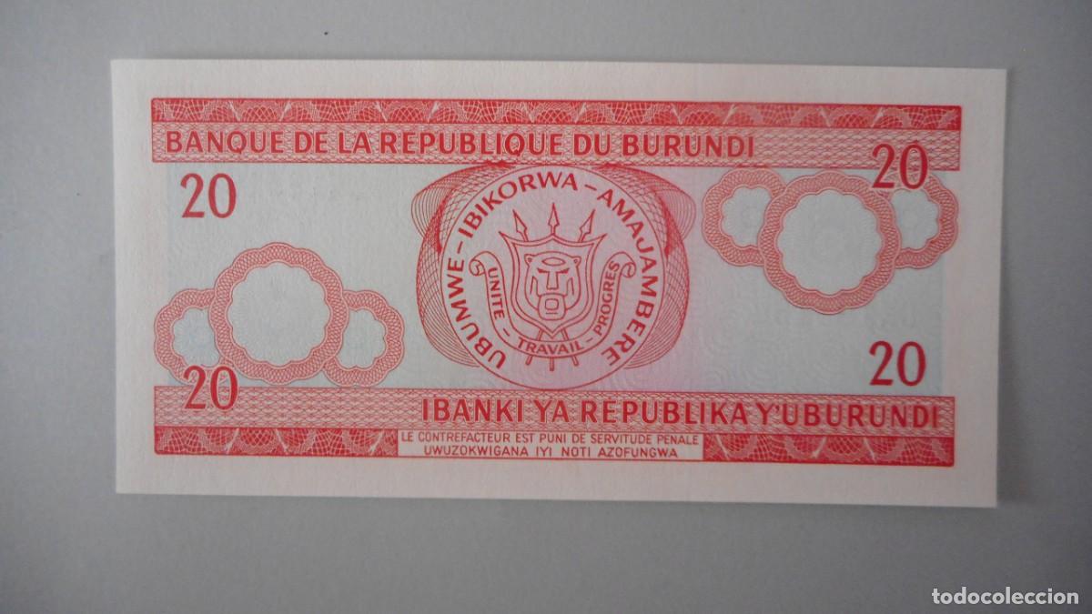 Billetes extranjeros: BURUNDI 20 FRANCOS / PLANCHA - Foto 2