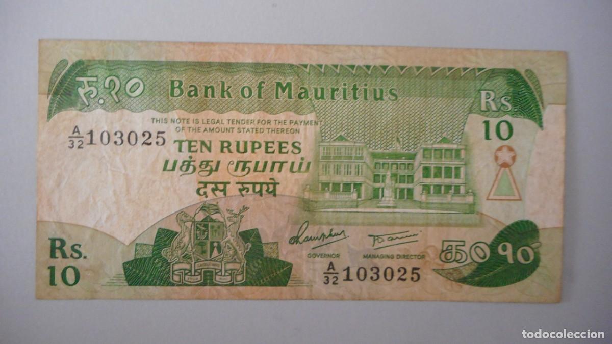 Billetes extranjeros: MAURICIO IS. 10 RUPIAS / MBC - Foto 1