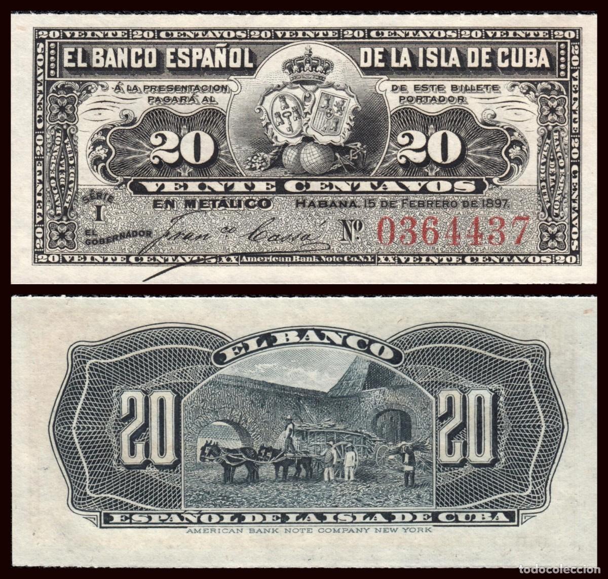Billetes extranjeros: Cuba 20 Centavos 15-2-1897 Pick 53 SC - Foto 1