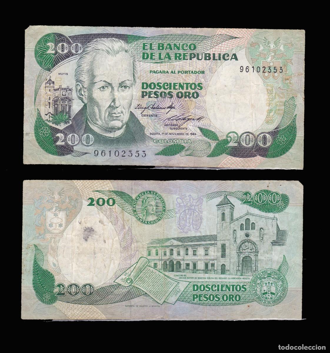 Billetes extranjeros: COLOMBIA - 200 PESOS DE ORO DE 1984 - Foto 1