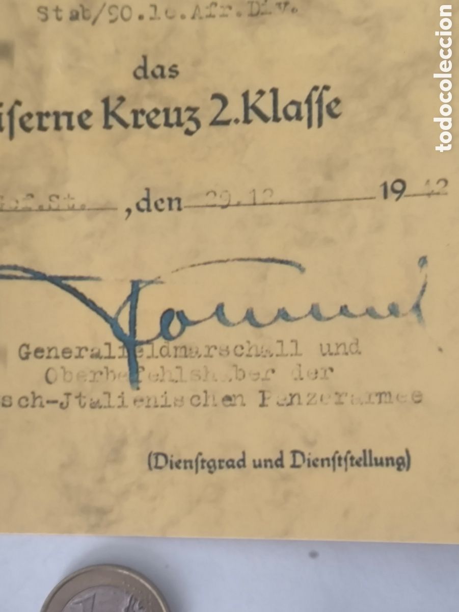 Billetes extranjeros: Documento Ek2 Rommel + billete - Foto 5