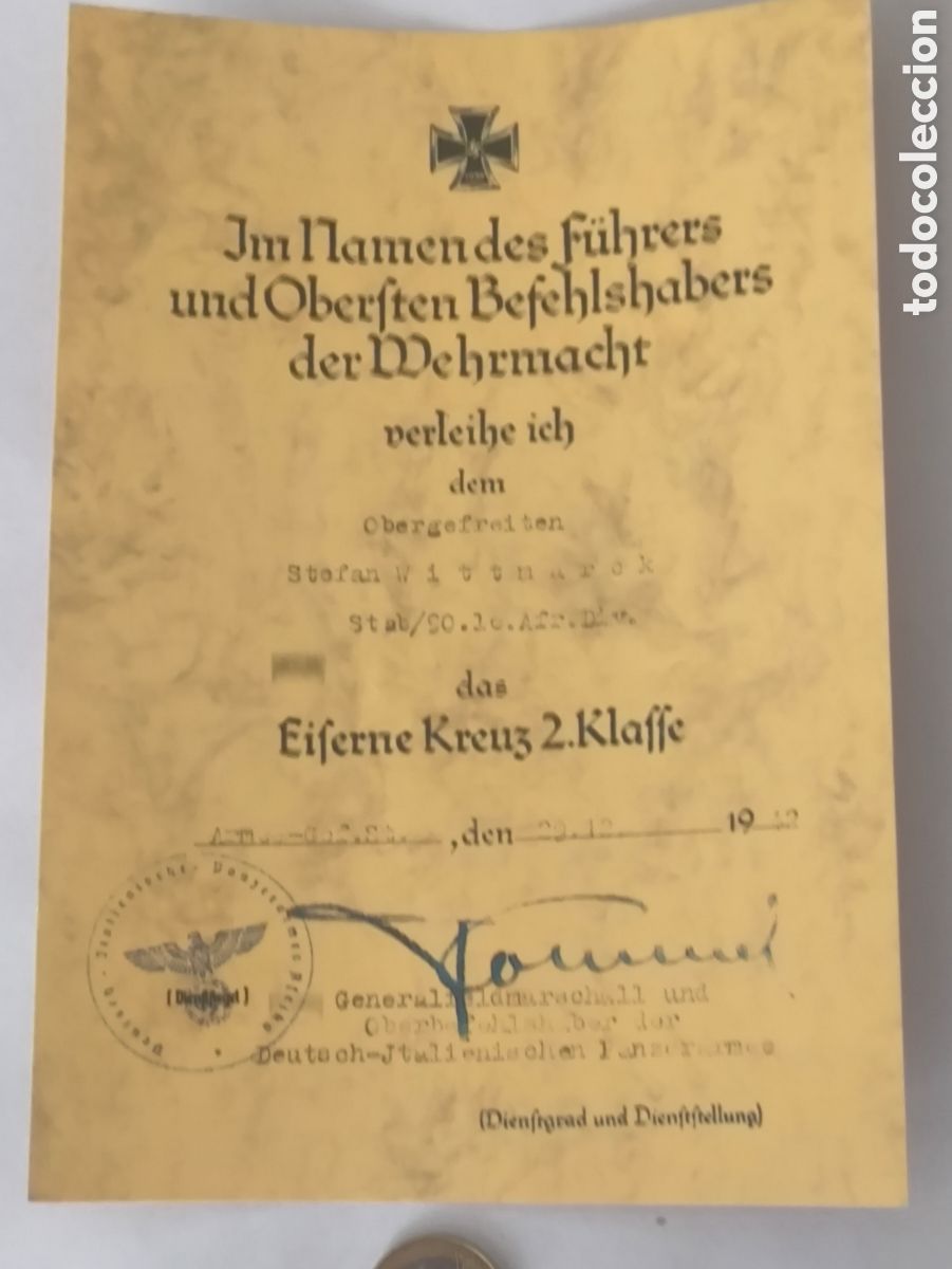 Billetes extranjeros: Documento Ek2 Rommel + billete - Foto 7