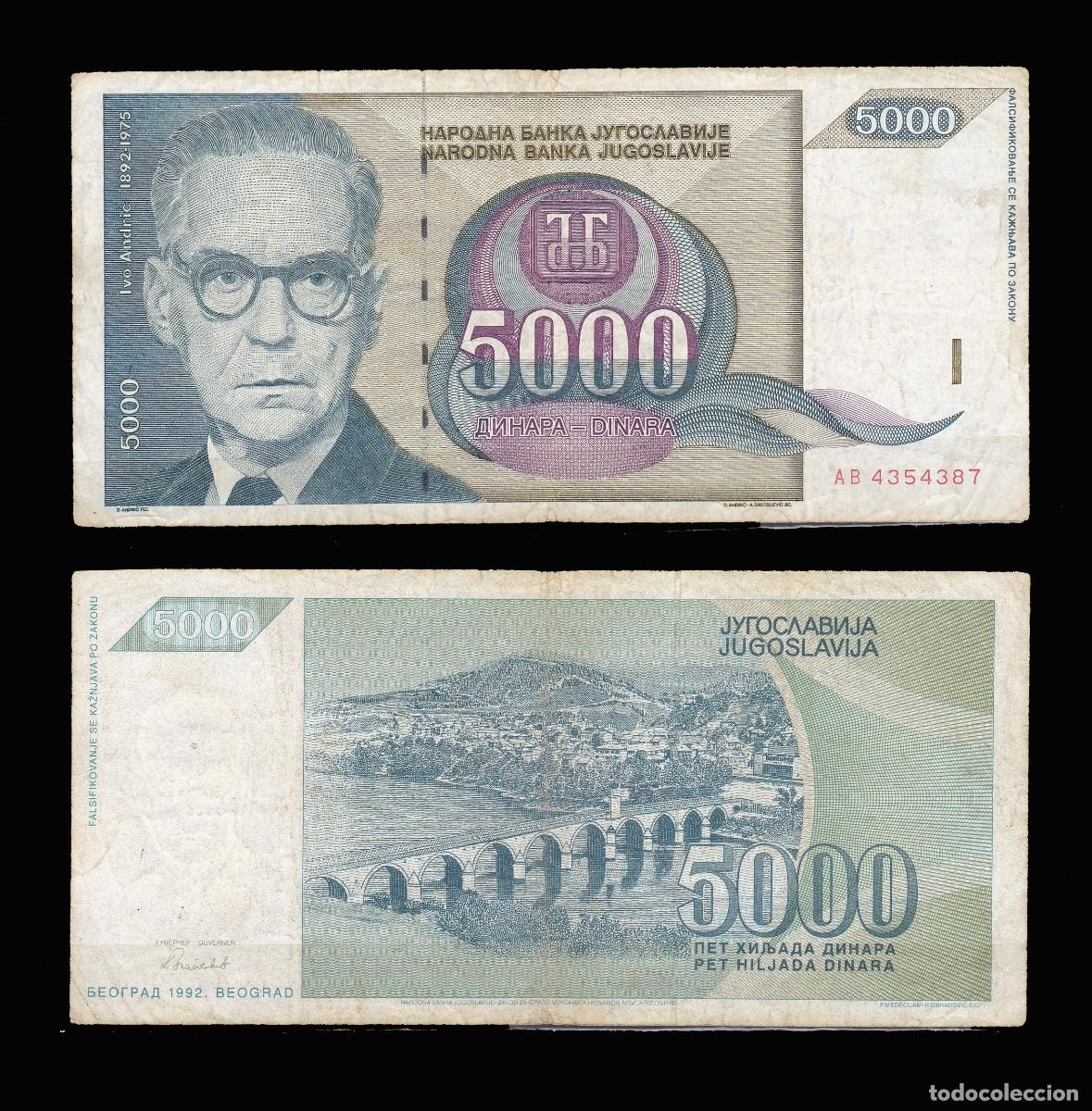 Billetes extranjeros: YUGOSLAVIA - 5000 DINARES DE 1992 - Foto 1