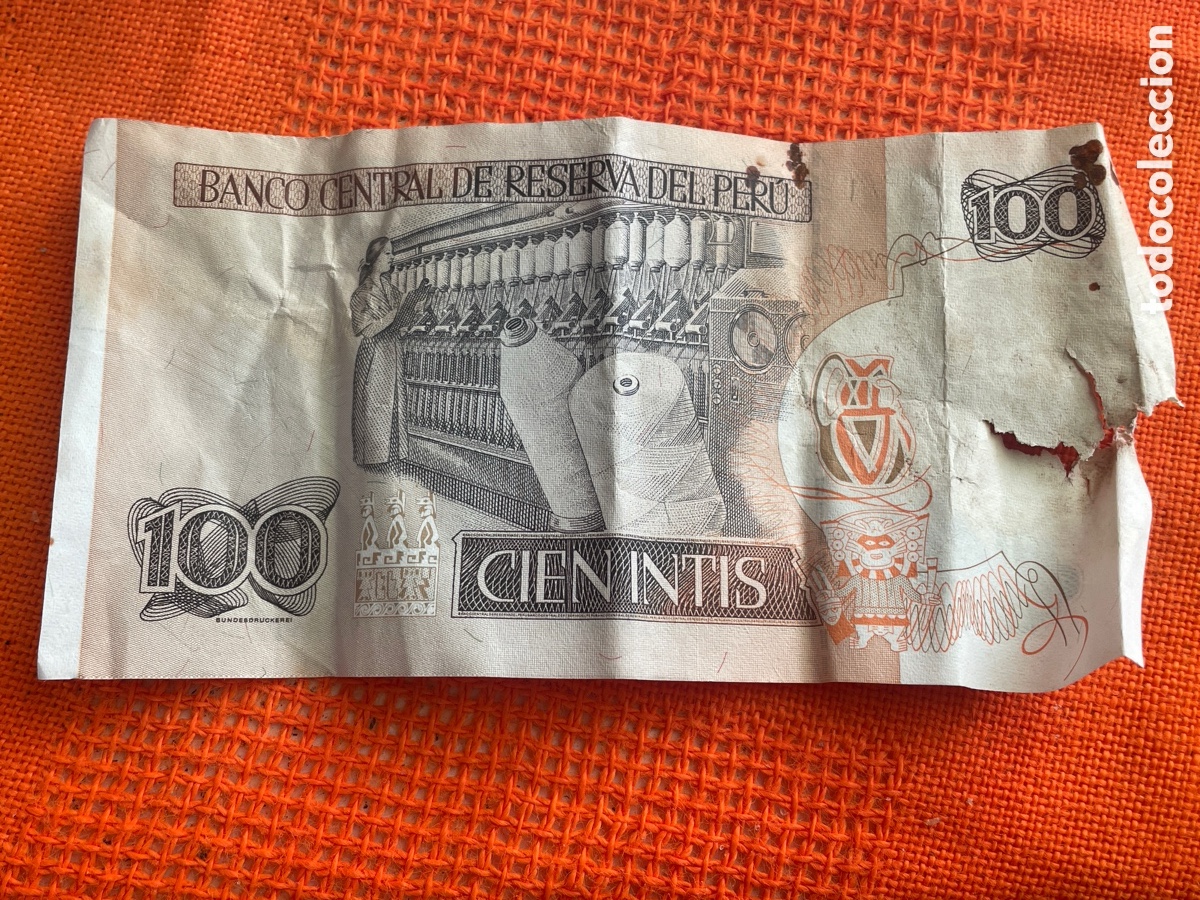 Billetes extranjeros: 100 Intis billet, Peru, 1987 - Foto 4