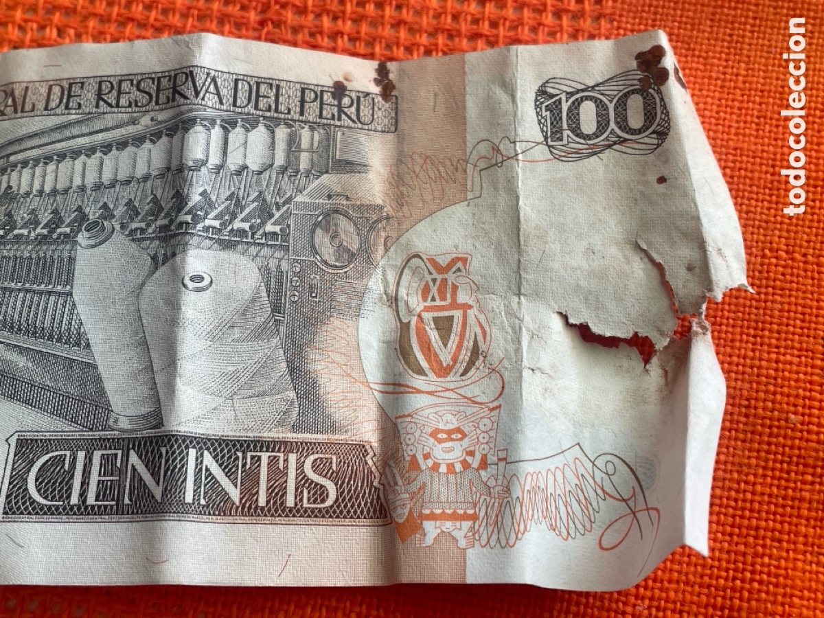 Billetes extranjeros: 100 Intis billet, Peru, 1987 - Foto 5