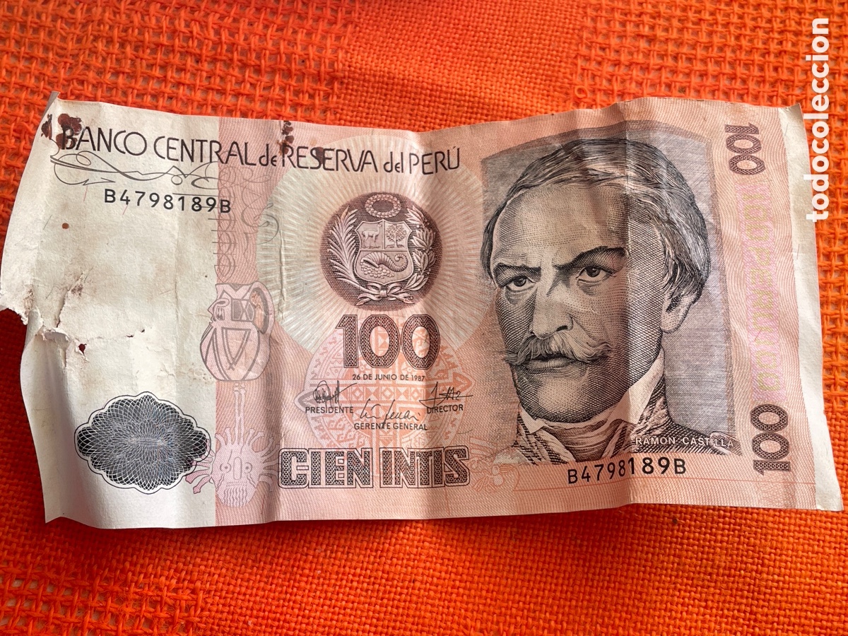 Billetes extranjeros: 100 Intis billet, Peru, 1987 - Foto 1