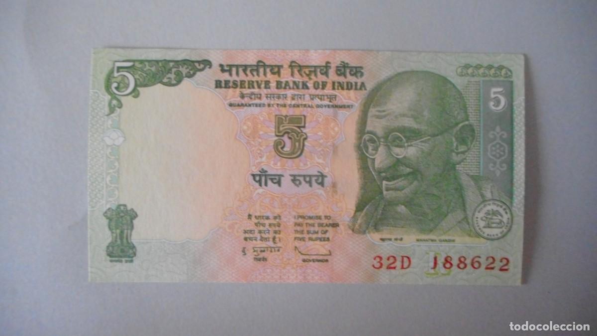 Billetes extranjeros: INDIA 5 RUPIAS / PLANCHA - Foto 1