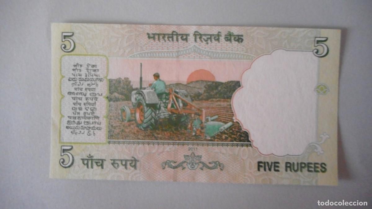 Billetes extranjeros: INDIA 5 RUPIAS / PLANCHA - Foto 2
