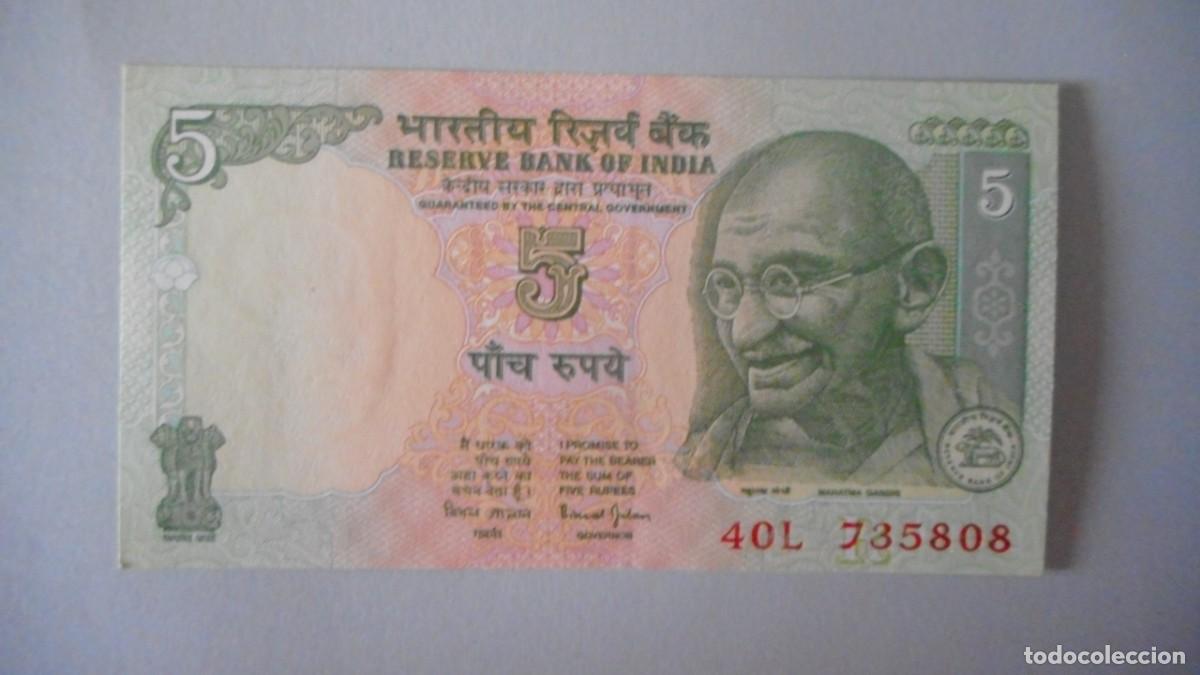 Billetes extranjeros: INDIA 5 RUPIAS / PLANCHA - Foto 1