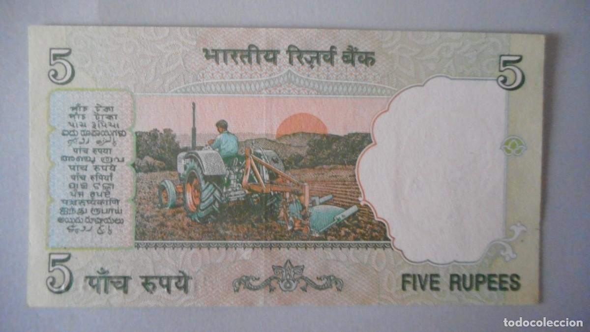 Billetes extranjeros: INDIA 5 RUPIAS / PLANCHA - Foto 2