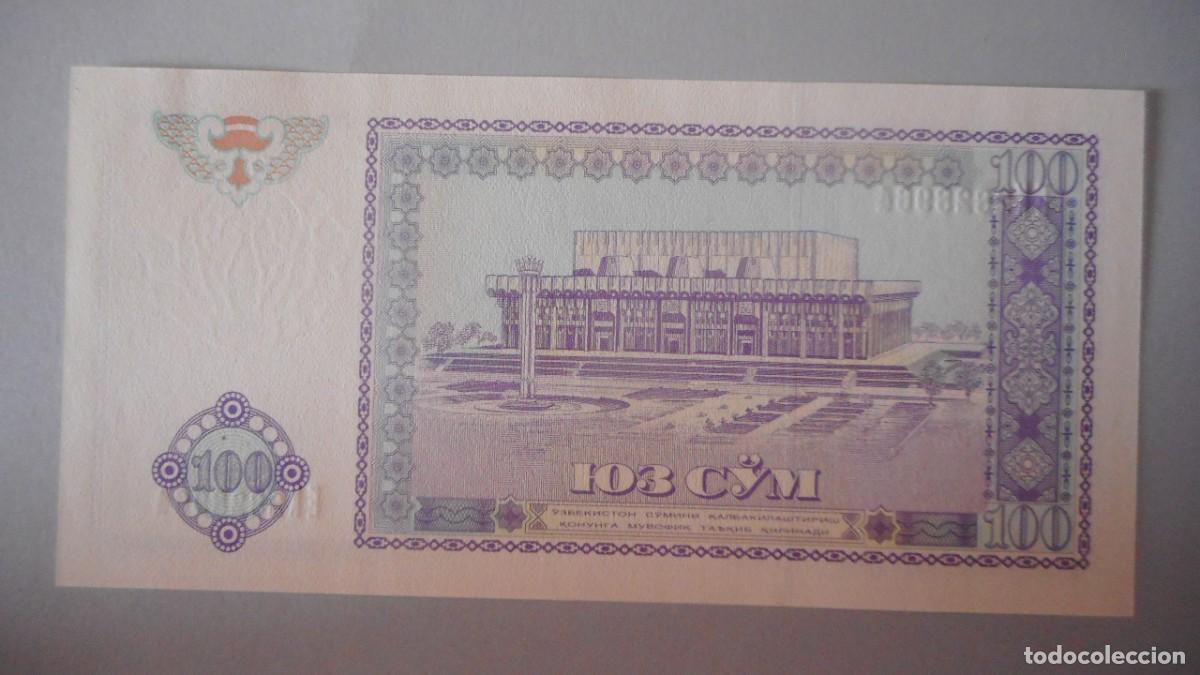 Billetes extranjeros: UZBEKISTAN 100 SUM / PLANCHA - Foto 2