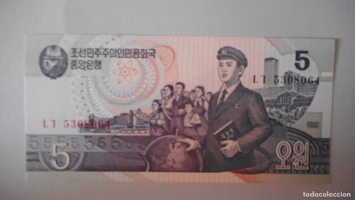 Billetes extranjeros: COREA DEL NORTE 5 WON / PLANCHA - Foto 1