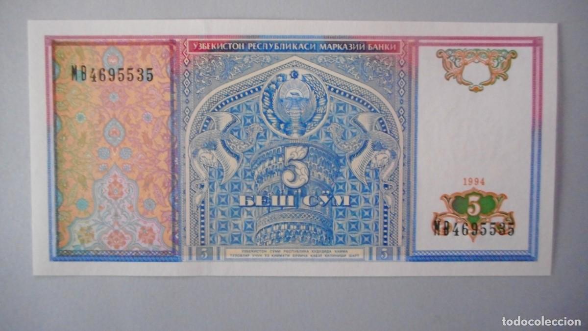 Billetes extranjeros: UZBEKISTAN 5 SUM / PLANCHA - Foto 1