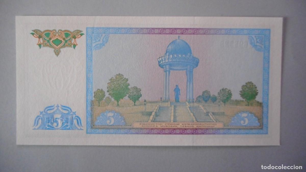 Billetes extranjeros: UZBEKISTAN 5 SUM / PLANCHA - Foto 2
