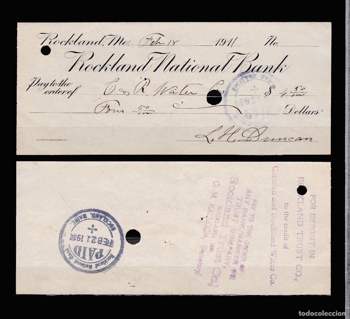 Billetes extranjeros: ESTADOS UNIDOS - CHEQUE DE 1911 - Foto 1