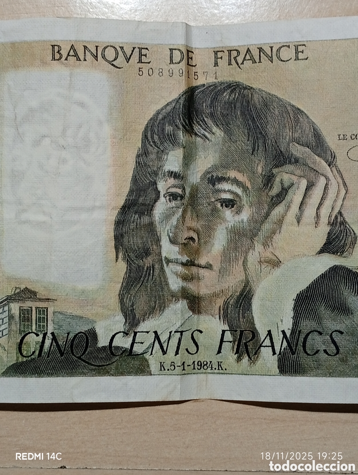 Billetes extranjeros: Billete de 500 francos franceses - Foto 2