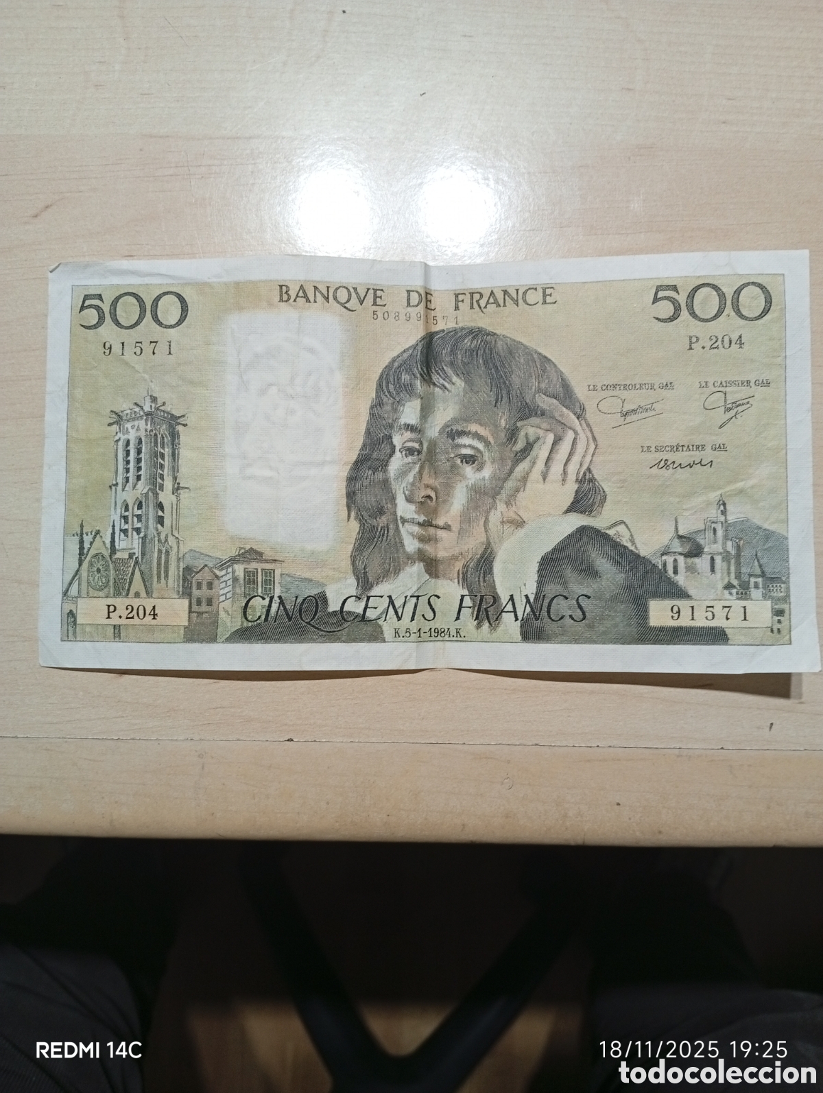 Billetes extranjeros: Billete de 500 francos franceses - Foto 1