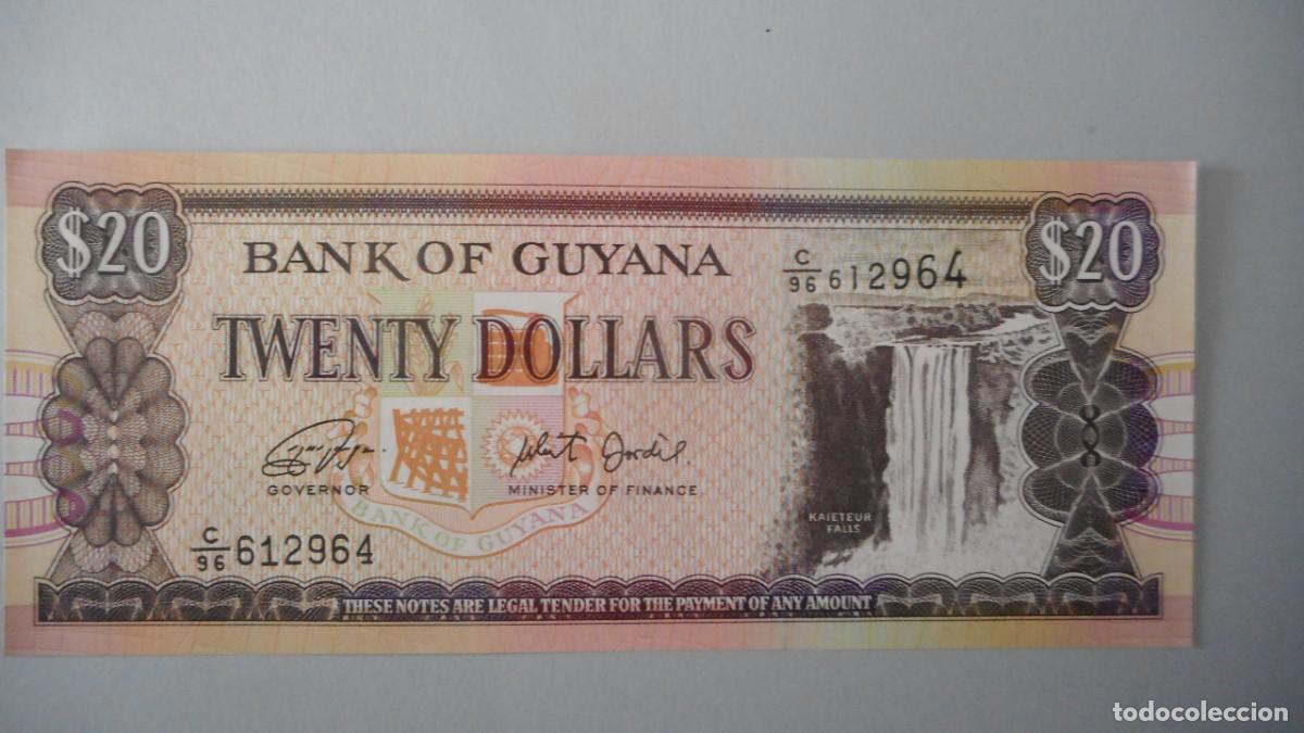 Billetes extranjeros: GUYANA 20 DOLARES / PLANCHA - Foto 1