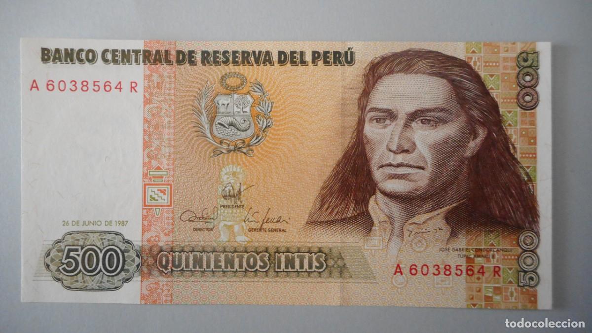 Billetes extranjeros: PERU 500 INTIS / PLANCHA - Foto 1